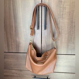 BCBC Adjustable Brown Faux Leather Shoulder Bag